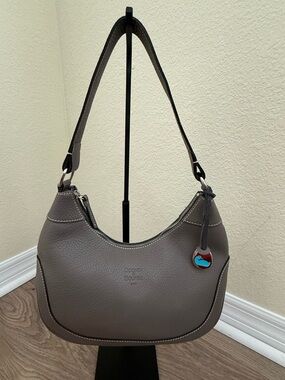 Dooney & Bourke Gray Pebble Leather Shoulder Hobo